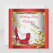 Red High Heel Schuhe Champagner Gold Weiß Einladung (Vorderseite)