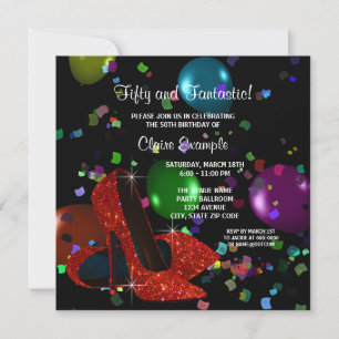 Red High Heel Schuhe Frauen Geburtstagsparty Einladung
