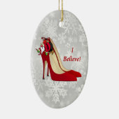 Red High Heel Schuhe / Santa Elf / Ich glaube! Keramik Ornament (Rechts)