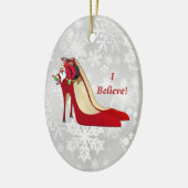 Red High Heel Schuhe / Santa Elf / Ich glaube! Keramik Ornament (Links)