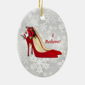 Red High Heel Schuhe / Santa Elf / Ich glaube! Keramik Ornament (Hinten)