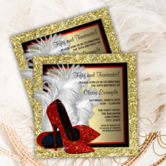 Red High Heel Shoe beliebig Zahl Geburtstagspartei Einladung
