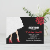 Red High Heel Shoes Bridal Dusche Einladung (Stehend Vorderseite)