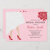 Red High Heel Shoes Bridal Dusche Einladung, Rosa Einladung (Vorne/Hinten)