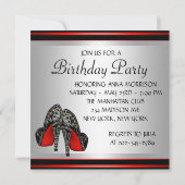 Red High Heel Shoes Red Black Birthday Party Einladung (Rückseite)