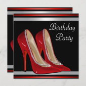 Red High Heel Shoes Red Black Birthday Party Einladung (Vorne/Hinten)