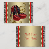 Red High Heel Shoes Red Leopard Business Cards Visitenkarte (Vorne/Hinten)