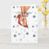 Red High Heels Female Legs Christmas Karte (Gelbe Blume)