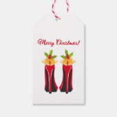 Red High Heels mit Weihnachtsglocken Geschenkanhänger (Vorderseite)