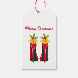 Red High Heels mit Weihnachtsglocken Geschenkanhänger
