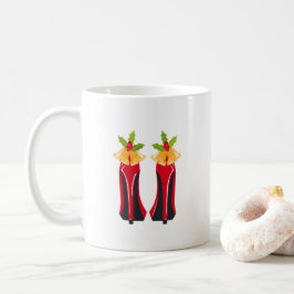 Red High Heels mit Weihnachtsglocken Kaffeetasse