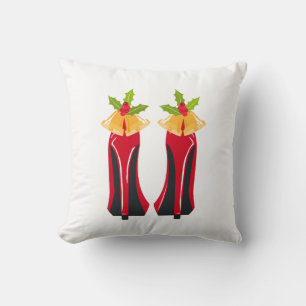Red High Heels mit Weihnachtsglocken Kissen