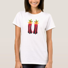 Red High Heels mit Weihnachtsglocken T-Shirt