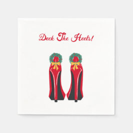 Red High Heels mit Weihnachtskränzen Serviette