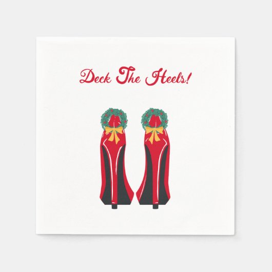 Red High Heels mit Weihnachtskränzen Serviette (Vorderseite)