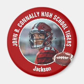 Red High School Football Player Foto Magnet (Vorne)