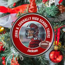 Red High School Football Player Foto Weihnachten