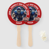 Red High School Football Player Photo Parent Fächer (Vorne und Hinten)