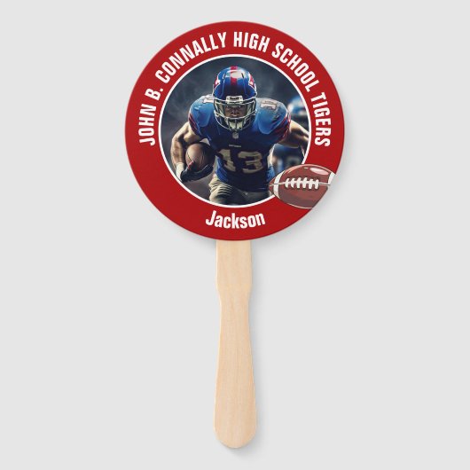 Red High School Football Player Photo Parent Fächer (Vorderseite)