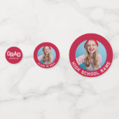 Red High School Grad Custom Foto Abschluss Konfetti (Vorderseiten)