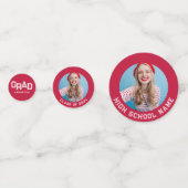 Red High School Grad Custom Foto Abschluss Konfetti (Rückseiten)