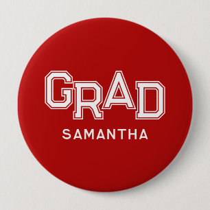 Red High School Grad Individuelle Name Abschluss Button