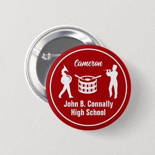 Red High School Marching Band Personalisiert Button (Vorne & Hinten)