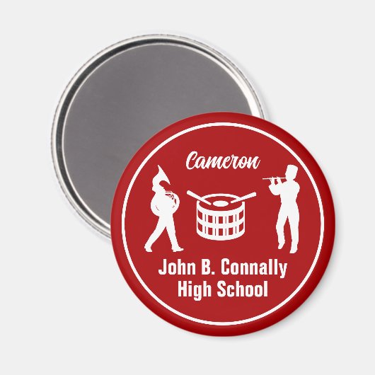 Red High School Marching Band Personalisiert Magnet (Vorderseite/Rückseite)