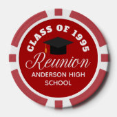 Red High School Reunion Personalized Party Pokerchips (Vorderseite)