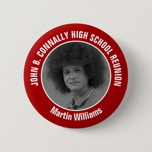 Red High School Reunion Yearbook Photo Button (Vorderseite)