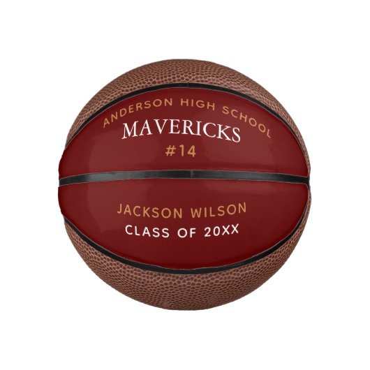 Red High School Senior Player Custom Abschluss Mini Basketball (Vorderseite)