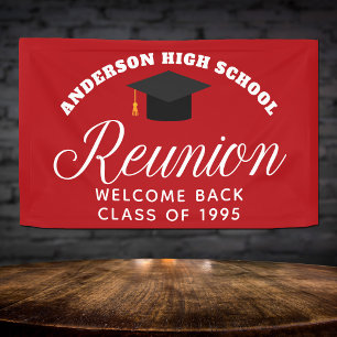 Red High School Wiedersehen Custom Willkommen Banner