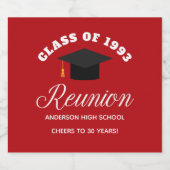 Red High School Wiedersehen Personalisiert Partys Bierflaschenetikett (Einzelnes Label)