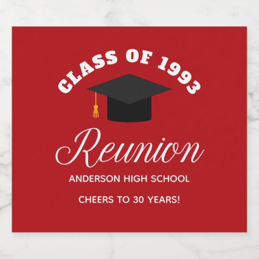 Red High School Wiedersehen Personalisiert Partys Bierflaschenetikett (Einzelnes Label)