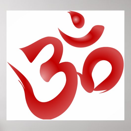 Red Hindu Symbol Om Om Devanagari Calligraphie Poster (Vorne)