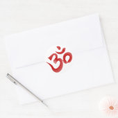 Red Hindu Symbol Om Om Devanagari Calligraphie Runder Aufkleber (Umschlag)