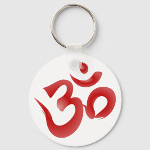Red Hindu Symbol Om Om Devanagari Calligraphie Schlüsselanhänger