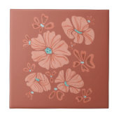 Red Hippie Abstrakte Blume Power Fliese (Vorderseite)