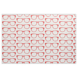 Red Hipster Geek Glasses Fabric Stoff
