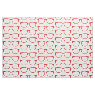 Red Hipster Geek Glasses Fabric Stoff