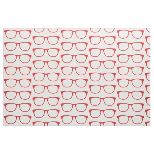 Red Hipster Geek Glasses Fabric Stoff (Fat Quarter (45,7 x 55,9 cm))