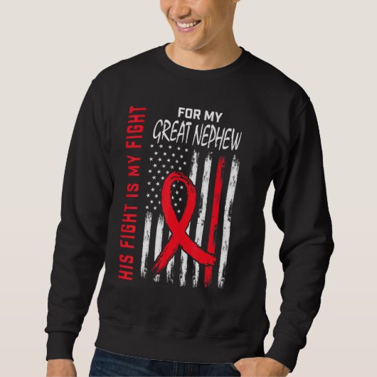 Red His Fight Great Nephew Heart Disease Awareness Sweatshirt (Vorderseite)