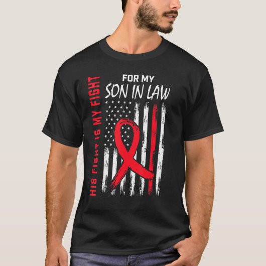 Red His Fight Son In Law Heart Disease Awareness F T-Shirt (Vorderseite)