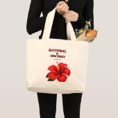 RED HISBICUS FLORAL JUMBO NEUTAL CANVAS TOTE STOFFBEUTEL (Vorderseite (Produkt))