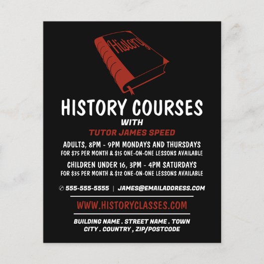 Red History Book, History Coursing Advertising Flyer (Vorne)