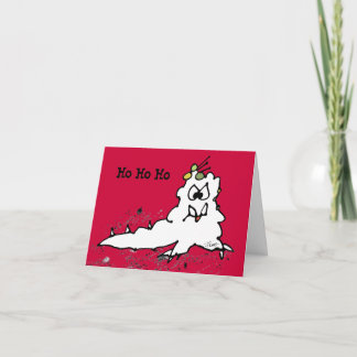 Red Ho Ho Cartoon Slug Escargot Christmas Card Feiertagskarte