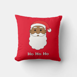 Red Ho Ho Ho African American Santa Claus Family Kissen