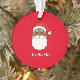Red Ho Ho Ho African American Santa Claus Family Ornament