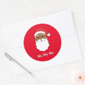 Red Ho Ho Ho African American Santa Claus Family Runder Aufkleber (Umschlag)