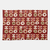 Red Ho Ho Ho Gingerbrot Kekswein Weihnachten Geschirrtuch (Horizontal)